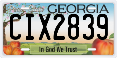 GA license plate CIX2839