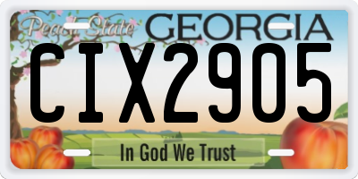 GA license plate CIX2905