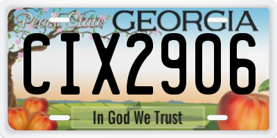 GA license plate CIX2906
