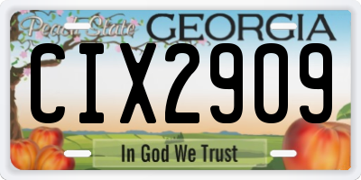 GA license plate CIX2909