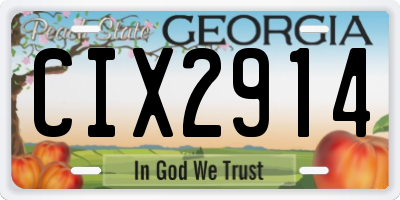 GA license plate CIX2914