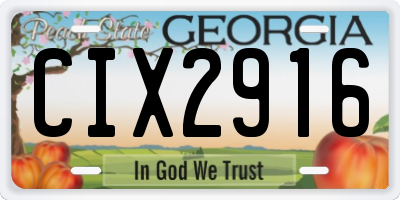 GA license plate CIX2916