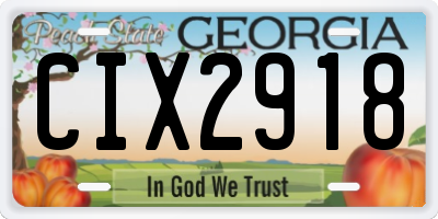 GA license plate CIX2918