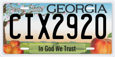 GA license plate CIX2920
