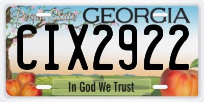 GA license plate CIX2922