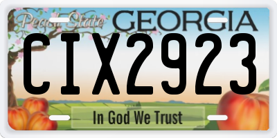 GA license plate CIX2923