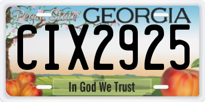 GA license plate CIX2925