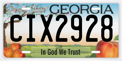 GA license plate CIX2928