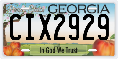 GA license plate CIX2929