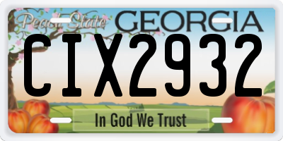 GA license plate CIX2932