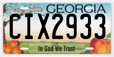 GA license plate CIX2933