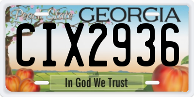 GA license plate CIX2936
