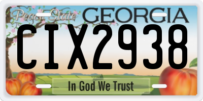 GA license plate CIX2938