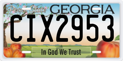 GA license plate CIX2953