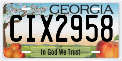 GA license plate CIX2958