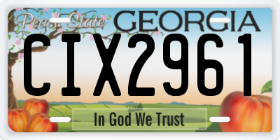 GA license plate CIX2961