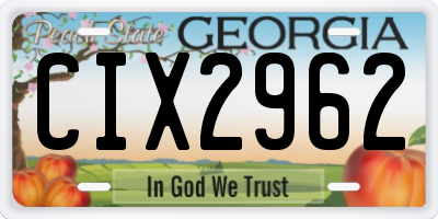 GA license plate CIX2962