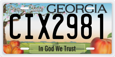 GA license plate CIX2981