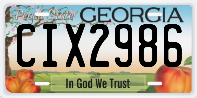 GA license plate CIX2986