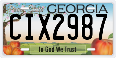 GA license plate CIX2987