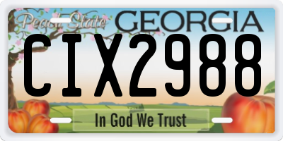 GA license plate CIX2988