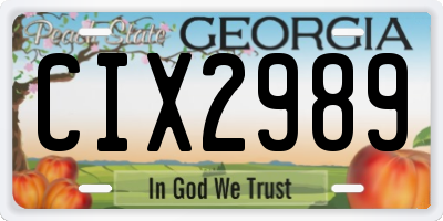 GA license plate CIX2989