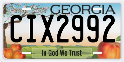 GA license plate CIX2992