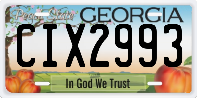 GA license plate CIX2993