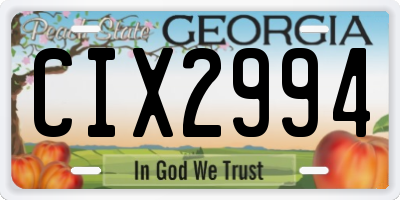 GA license plate CIX2994