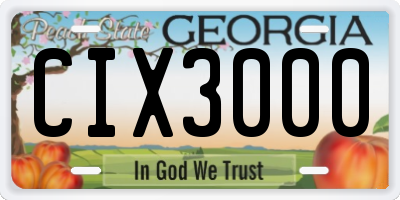 GA license plate CIX3000
