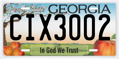 GA license plate CIX3002