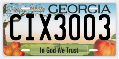 GA license plate CIX3003