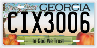GA license plate CIX3006