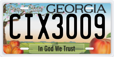 GA license plate CIX3009