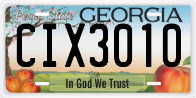 GA license plate CIX3010