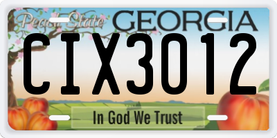 GA license plate CIX3012