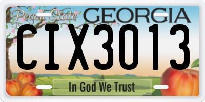 GA license plate CIX3013