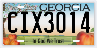 GA license plate CIX3014