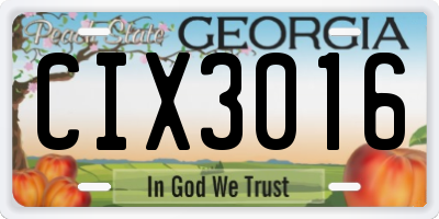 GA license plate CIX3016