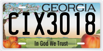 GA license plate CIX3018