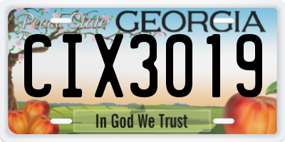 GA license plate CIX3019