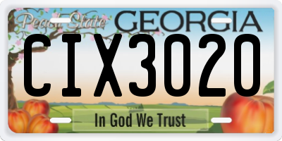 GA license plate CIX3020