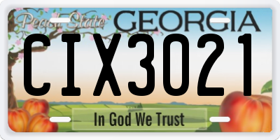 GA license plate CIX3021