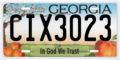 GA license plate CIX3023