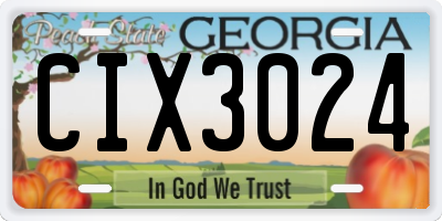 GA license plate CIX3024