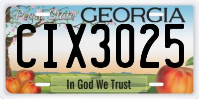 GA license plate CIX3025