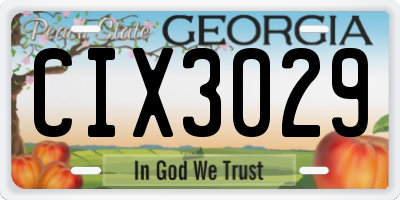 GA license plate CIX3029