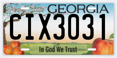 GA license plate CIX3031