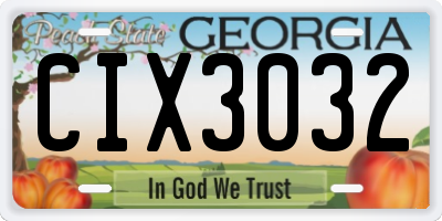 GA license plate CIX3032