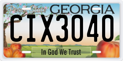 GA license plate CIX3040